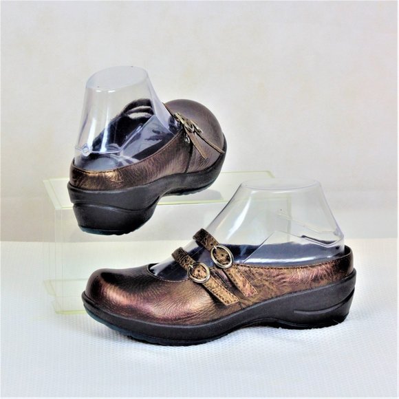 Sanita Danish Design Metallic Bronze Leather Mary Jane Women Clog Shoes - Picture 8 of 16